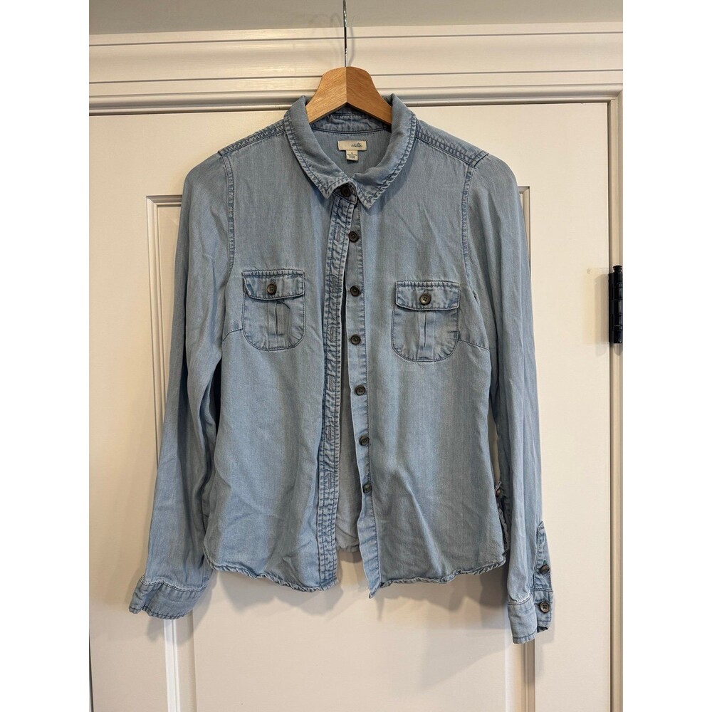 Anthropologie Odille Chambray Denim Button Down Collared Shirt
